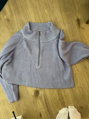 Free People Lavender Ribbed Half-Zip Pullover
